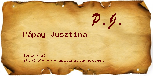 Pápay Jusztina névjegykártya